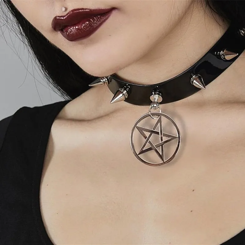 Women's Men's Heart Punk Goth Emo Style Leather Choker Necklace