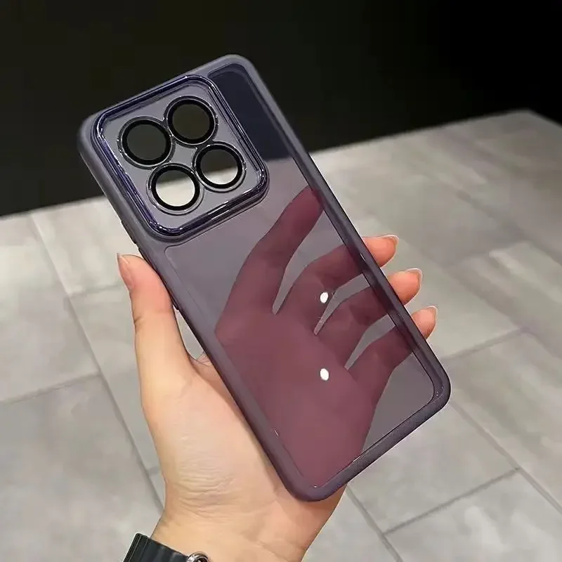 Clear TPU Silicone Back Cover with Camera Protector Lens Film