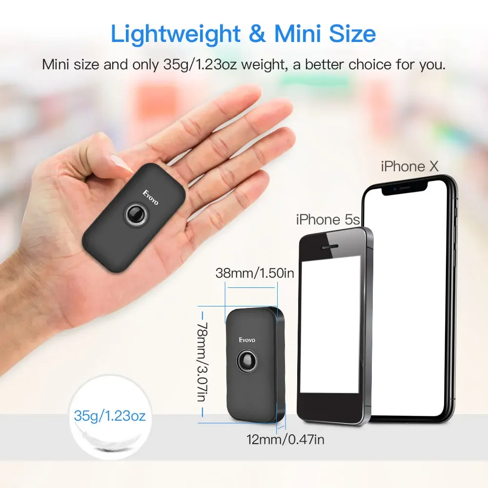 Barcode Scanner Eyoyo EY-009 Mini 1D/2D QR Barcode Scanner 2.4G Wireless&Bluetooth Bar Code Reader Portable 1D QR Image Scanner for IOS Android