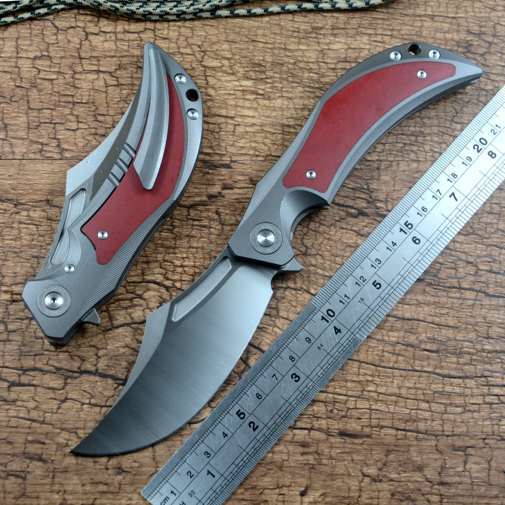 

Twosun Brand Outdoor Tool D2 Steel Blade Titanium Micarta Handle Fast Folding Pocket Hunting Knives TS209
