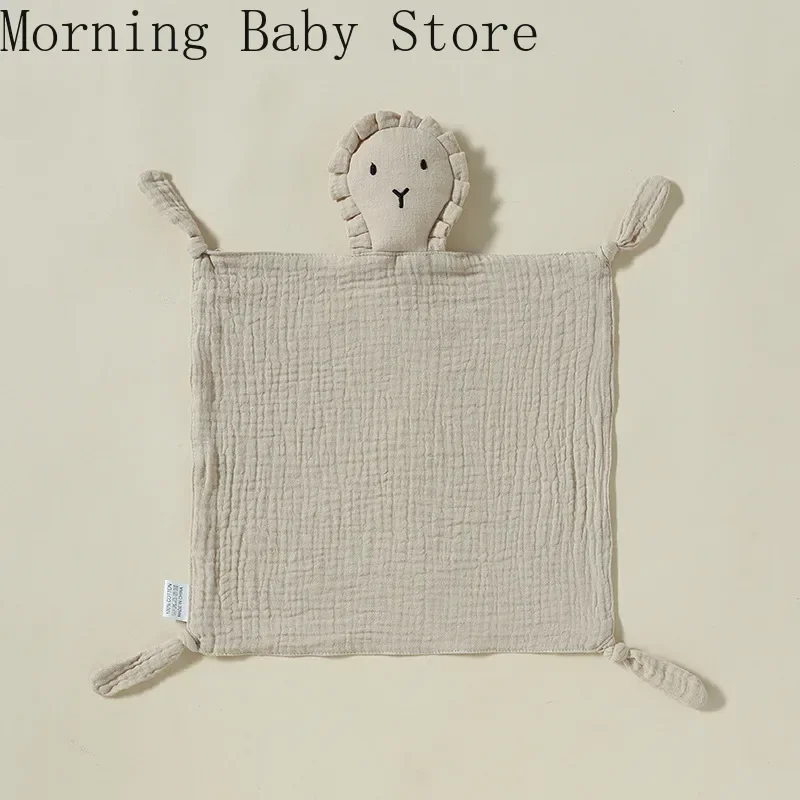 Cartoon Lion Baby Comforter Soft Muslin Cotton Soother Towel Bib for Baby Infant Sleeping Dolls Soothe Appease Towel Blanket