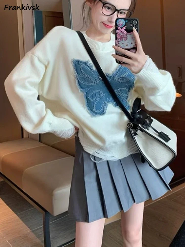 

Sweaters Women Pattern Classic Retro Slouchy Baggy American Style Fashion Design Autumn New All-match Daily Teenagers Stylish