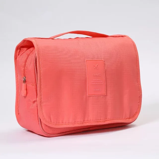 Nylon Hook Up Cosmetic Bag Women Travel Toiletries Storage Bag High Quality Waterproof Makeup Pouch Ladies Make-up Beauty Bag Watermelon red
