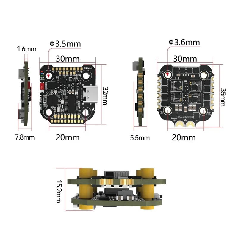Carte de contrôle de vol F405 mini 35A 4-en-1 avec Bluetooth pour drone FPV