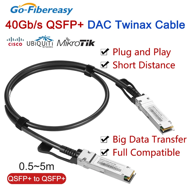 QSFP 40Gb DAC Cable 0.5M,1M,2M,3M,5M QSFP+ Passive Direct Attach Copper Cable For Mikrotic,Cisco,Huawei,Juniper Optical Switch q da0001 qsfp 40g direct attach cable 1m