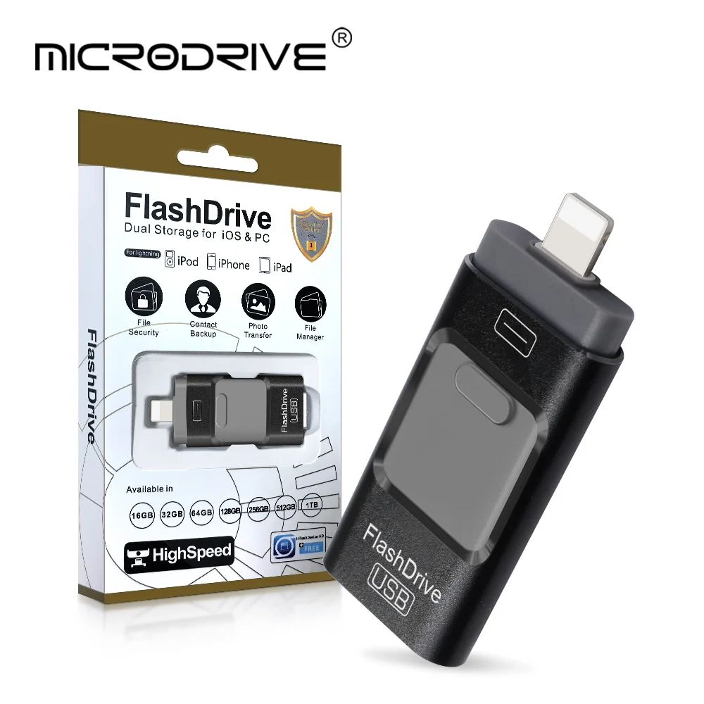 3 in 1 OTG Usb 3.0 Flash Drive for iPhone with USB to lightning interface usb3.0 pendrive for Iphone 6/7/8/9/11/12/13 / for Ipad