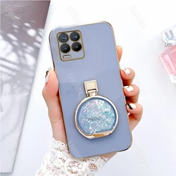 Quicksand Perfume Holder Phone Case with Stand Cover for Realme C11 2020 (Blue)