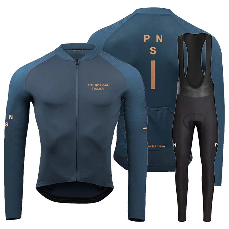 Pns Team Breathable Long Sleeve Cycling Jersey Set Bib Pants Ropa Maillot Ciclismo Bicycle Clothing MTB Bike Uniform Men Clothes 5