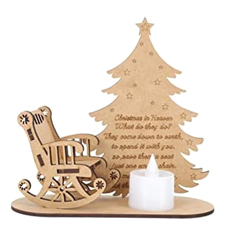 Candle Light Table Candles Wood Rocking Chair Tablescape Decor Christmas Blocks Decor Christmas Wooden Centerpiece Signs