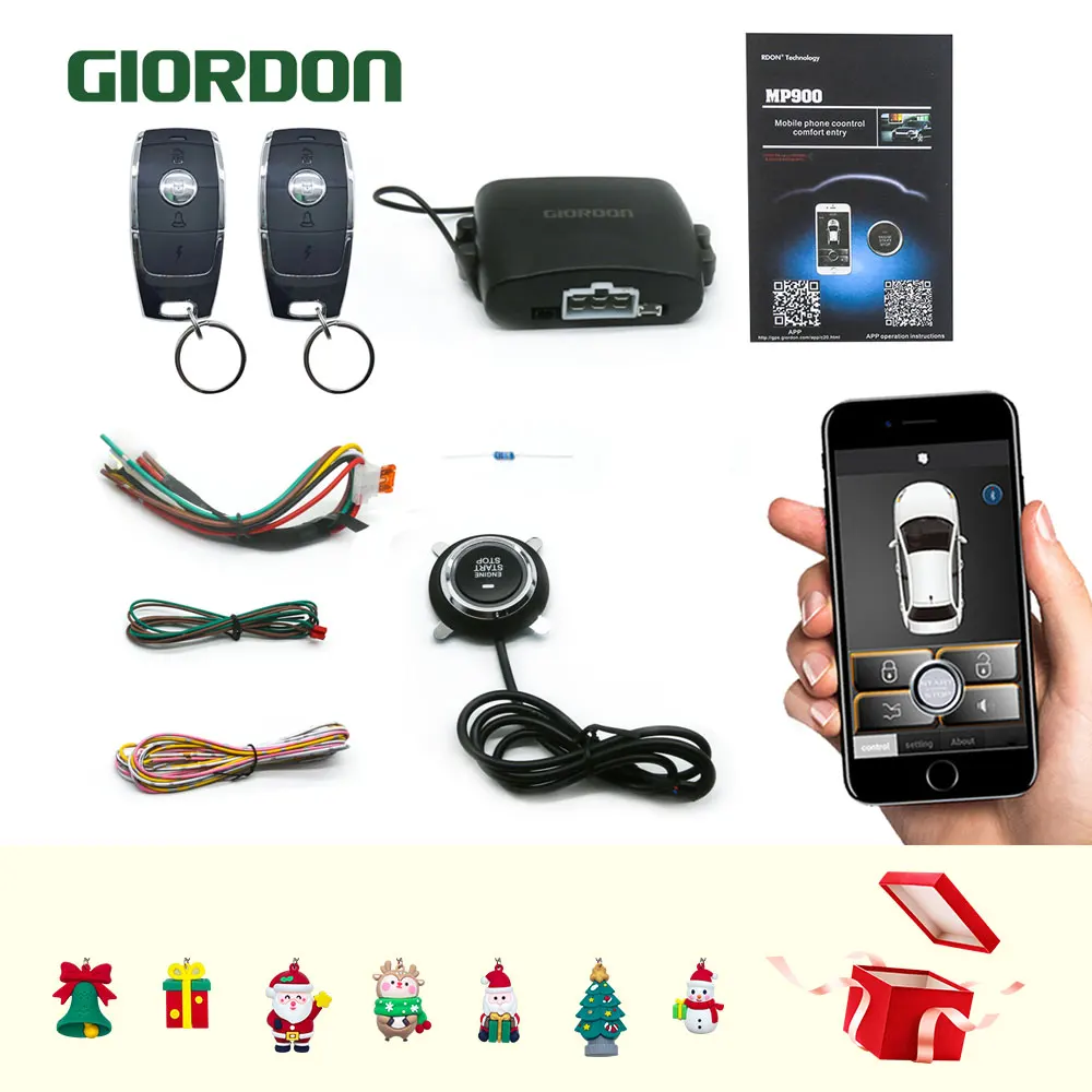 Universal Car Alarm With Autostart Push One Button Auto Start Stop APP/Keyless Entry System Smart Key Remote Start Kit G6221