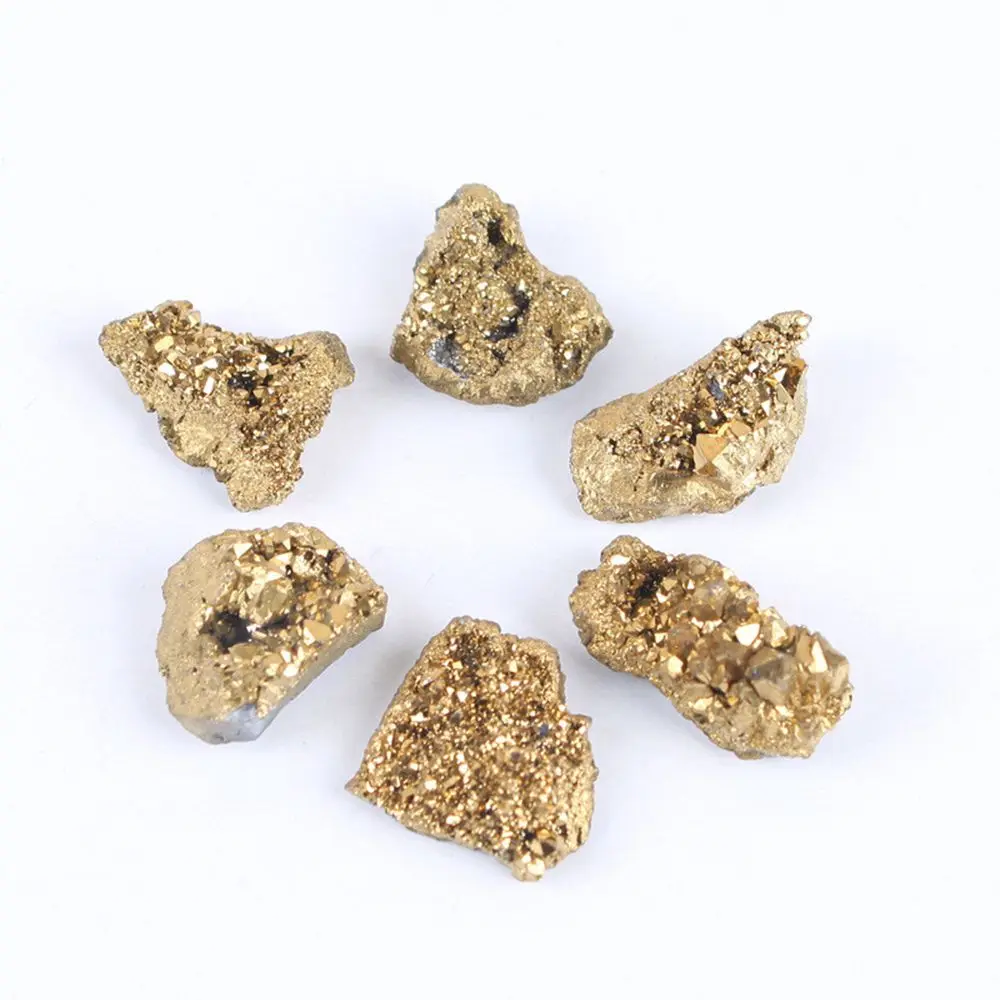 Gift Bare Quartz Natural Materials Jewelry Making Raw Gemstone Electroplating Gold Crystal Cluster Titanium Geode