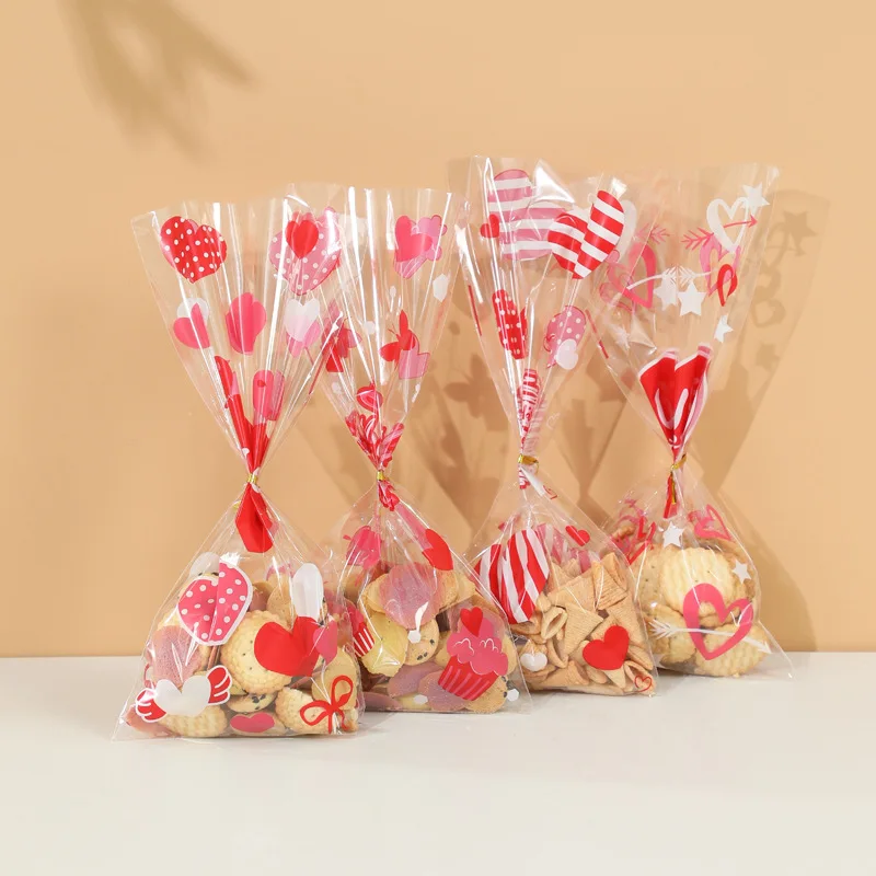 50/100 pz Sacchetti Regalo di San Valentino Rosso Cuore di Amore Cellophane Sacchetti di Caramelle per il Giorno di San Valentino Festa di Nozze Bomboniere Borse  15