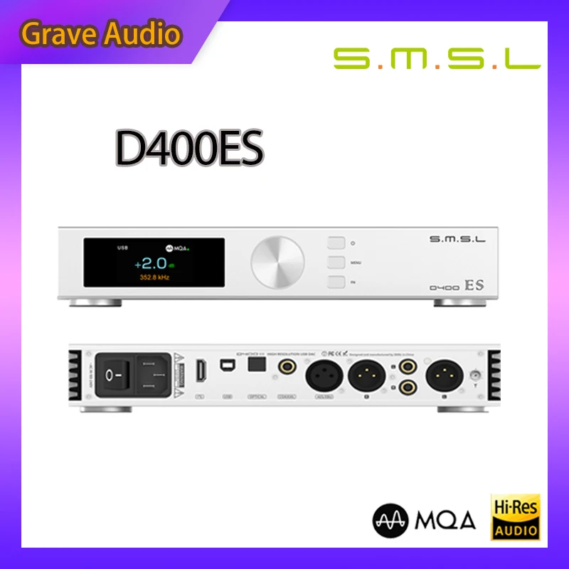 

SMSL D400ES MQA-CD Decoder Bluetooth ES9039MSpro Desktop Hi-Res DAC Balance Pre-amplifier Pre-AMP Support LDAC SBC APTX HD
