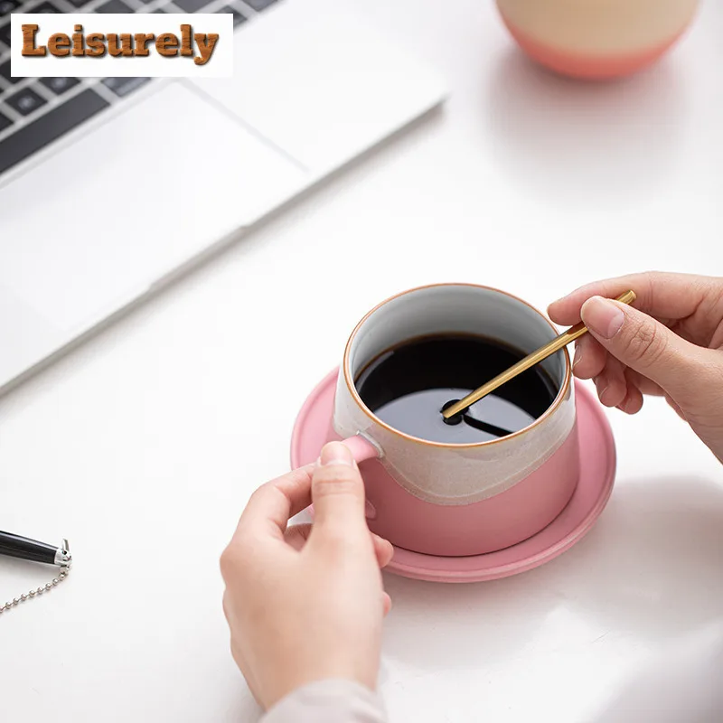 250ml Mountain and Sea Painting Scroll Coffee Mug with Plate Oatmeal Breakfast Mug Afternoon Tea Mug Cup Saucer Kit Tea Services