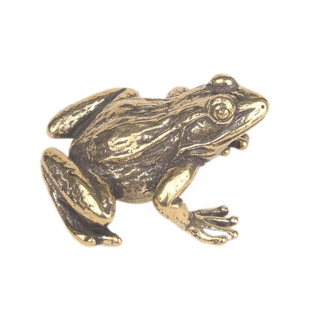 

1PCS Wealth Statue Tea Pet Creative Brass Ornament Decor Exquisite Figurines Desktop Statue Small Frogs L2M9