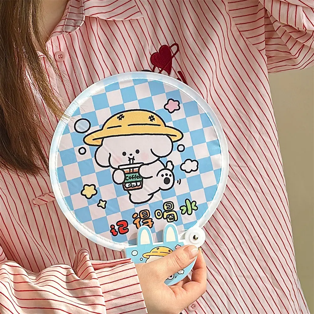 New Foldable Cute Cartoon Portable Collapsible Fan Creative Summer Small Fresh Cool Fan Hand Fan Round Pocket Fan 3