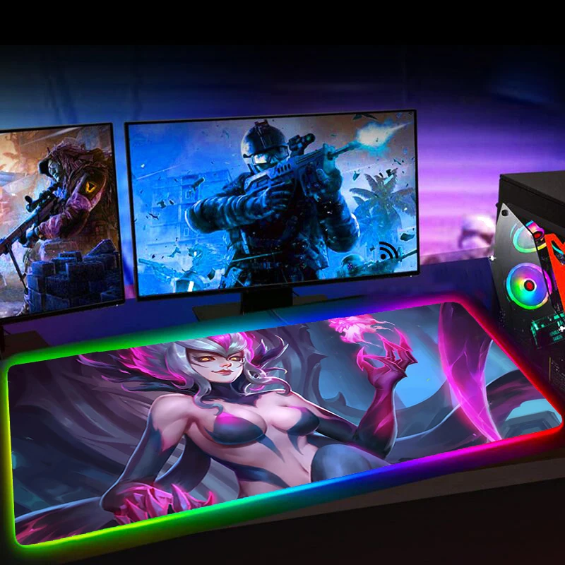 RGB LOL Evelynn Mouse Pad Large Gaming Accessiores Mousepad Mause Rubber No-slip with Backlit Mausepad Led Tapis De Souris |