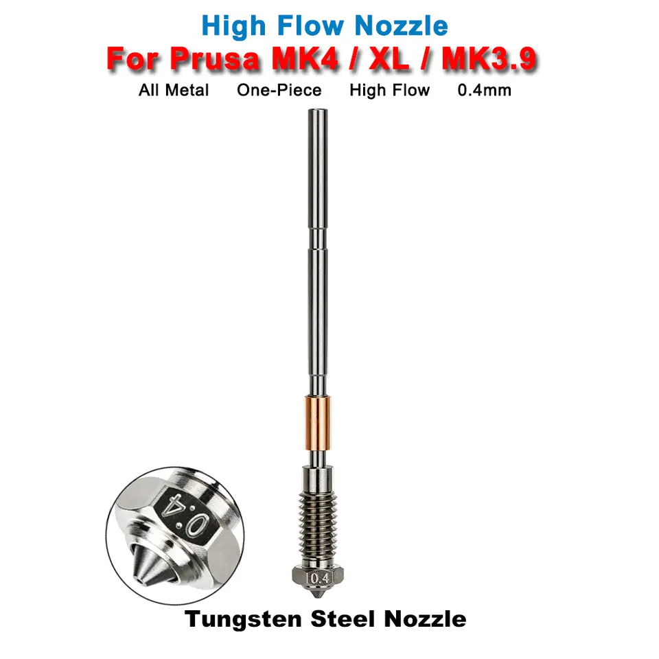 Upgraded Hotend Nozzle For Prusa MK4/XL/MK3.9 All Metal One-Piece Hardened Steel Nozzle 0.4mm Durable High Flow 3D Printer Part image 12