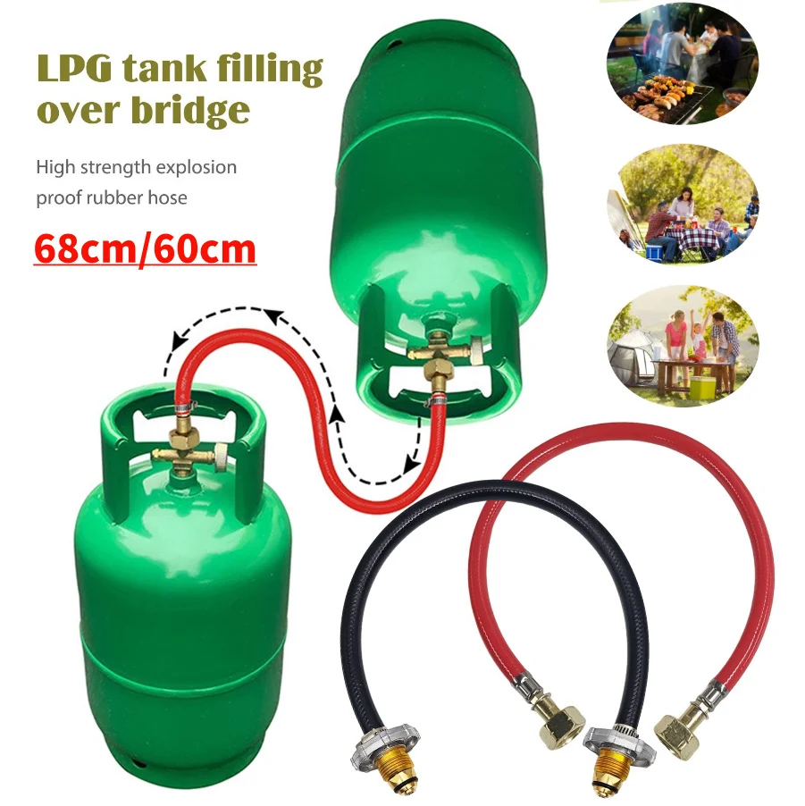 LPG Tank Mutual Inflation Connector Eastern European LPG Refilling Bridge Joint Rubber Hose Durable Outdoor Stove Accessories