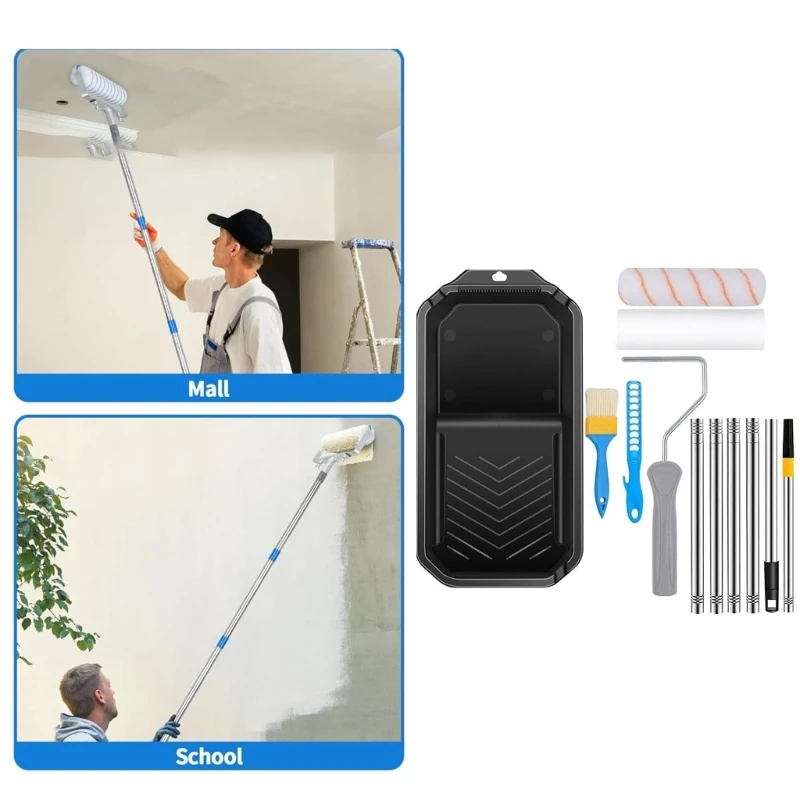 Portable Paint Roller Set Includes Foam and Microfiber Rollers for Wall