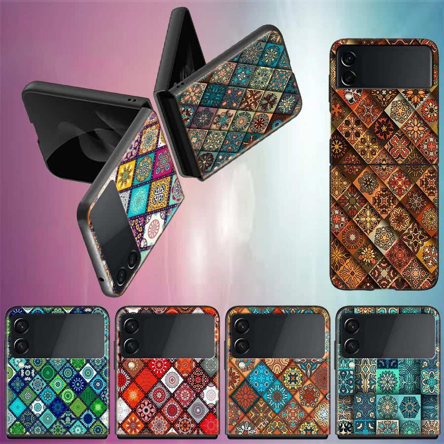 Bella Trama Floreale Artistica Per Samsung Galaxy Z Flip 5 4 3 Custodia Rigida Antiurto Per Telefono Z Flip 5 5G Z Flip 5 4 5G