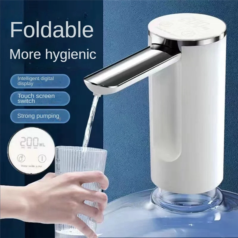 Water Bottle Pump Household USB Electric Foldable Water Suction Device Dispenser Pump for 5 Gallon Bottle,B HOT