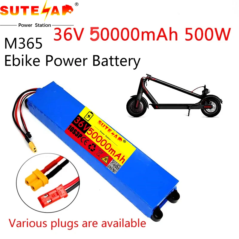 

36V Battery 50Ah 18650 lithium battery pack 10S3P 50000mah 500W Same port 42V Electric Scooter M365 ebike Power Battery with BMS