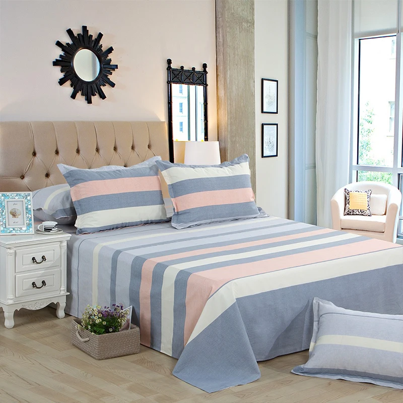 Bed Sheet Set Sheet 3Pcs Pillowcase Double Linens Pure Cotton Suitable for Home Hotel Dormitory 300×250cm 1