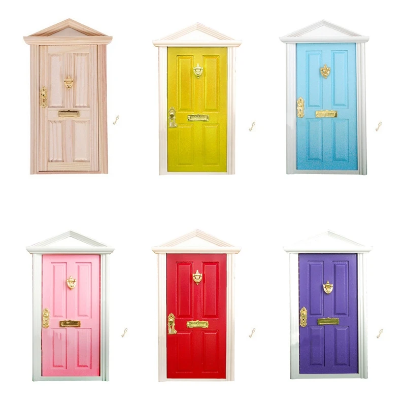 

1:12 Scale Dollhouse Miniature Fairy Door Knocker Doorplate Lock for KEY De