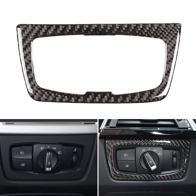 

For BMW 3 4 Series F30 F32 2013 2014 2015 2016 2017 2018 Carbon Fiber Car Interior Headlight Switch Frame Cover Trim