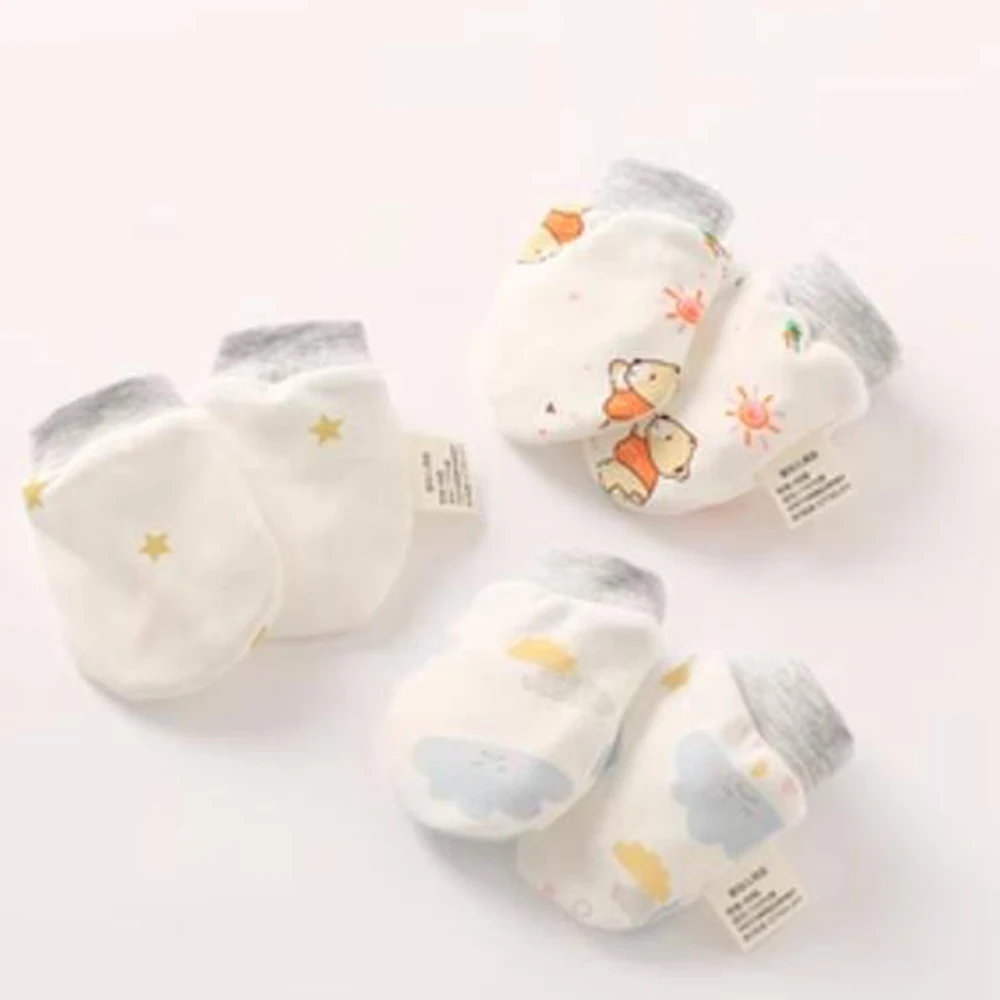 Baby Anti Scratch Gloves Cotton 0-3 Months Face Protection Mittens Unisex Boy Girl Newborn Accessories 3