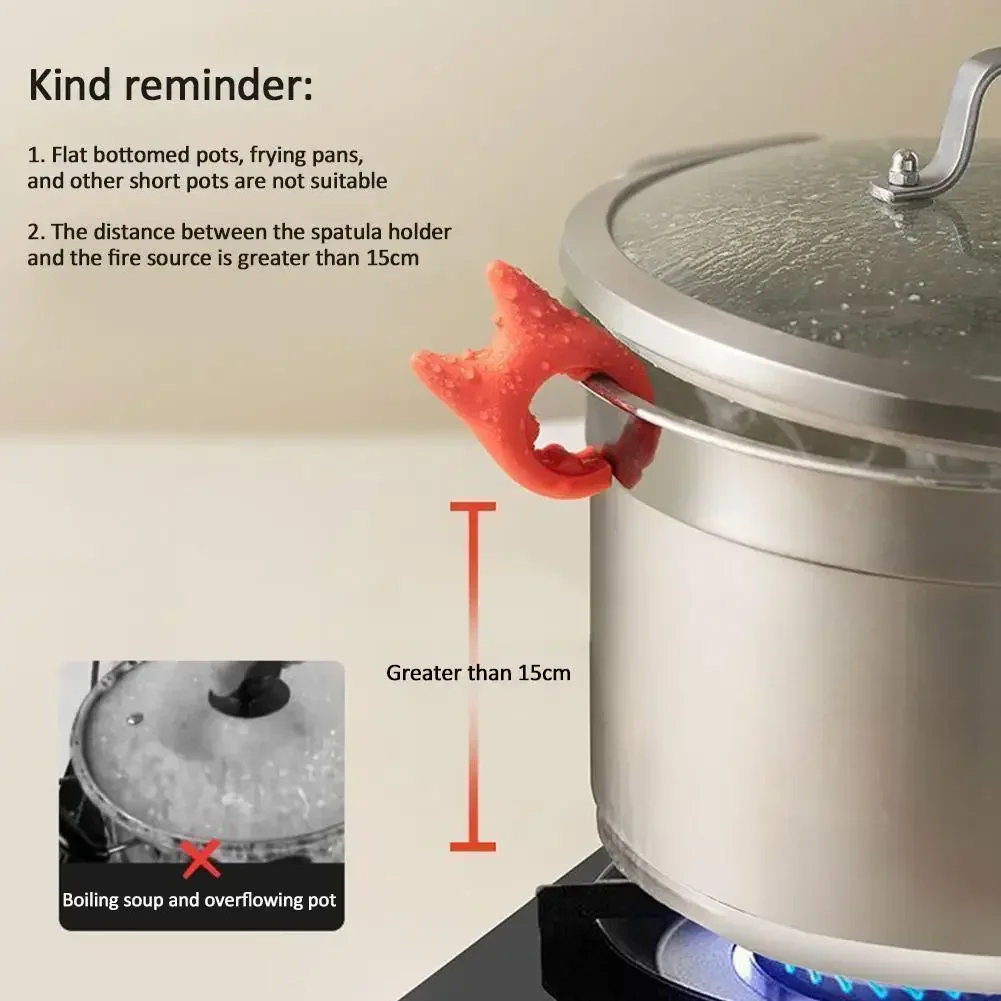Description Picture 3 of itemPortable Silicone Anti-overflow Pot Lid Clip Anti-scalding Spoon Holder Support Rack Kitchen Universal Spatula Bracket Clip