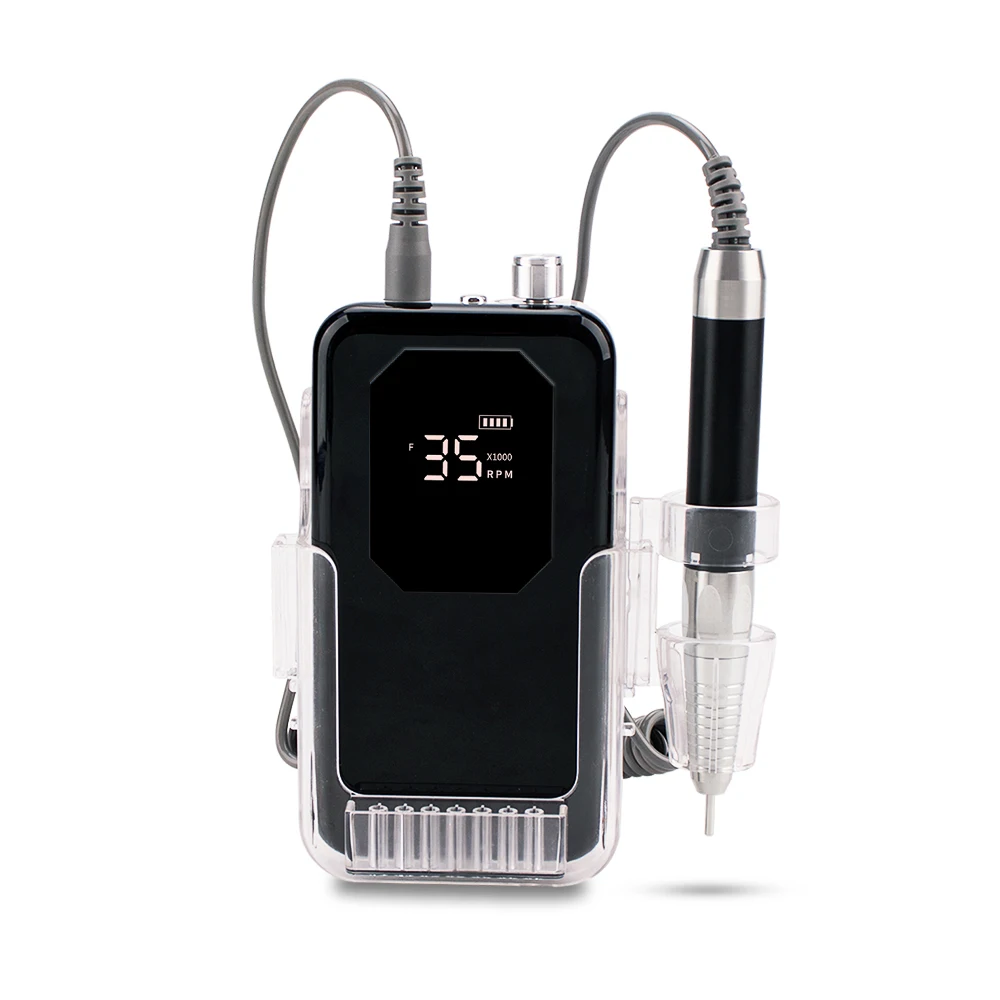 브러시리스 85W 35000RPM 풀 블랙 세트 핸들 충전식 네일 드릴 휴대용 데스크탑 베이스 무선 웨이브 프로 전동 네일 드릴