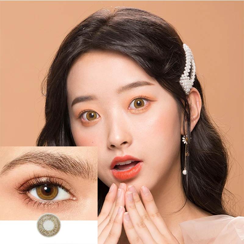 Natural Color Eye Contacts Lens 2cs/box Yearly Use Light Gray Brown