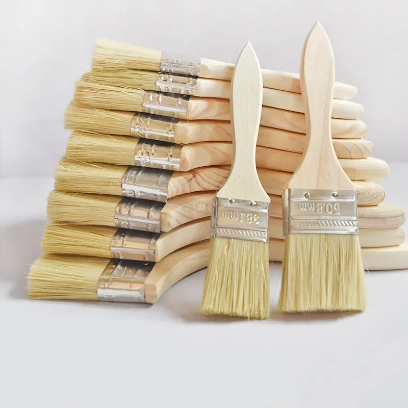 Paint Brush Wooden Handle BBQ Brush 1/2/4/5/6 Inch Soft Hair Painting Brushes for Wall and Furniture Paint Tool Set oil painting knife wooden handle