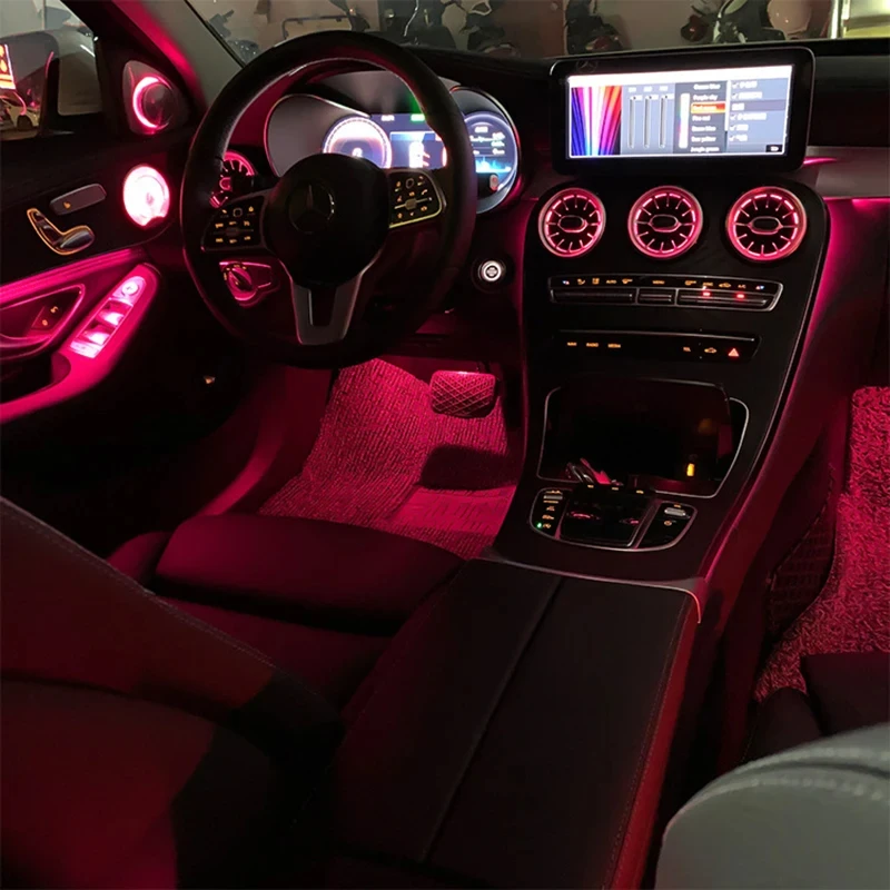 메르세데스-벤츠 주변 조명, GLC 클래스 쿠페 W205, C43, C63, X253, LED 전면 통풍구 스피커 장식 조명 개조, 3/64 색상