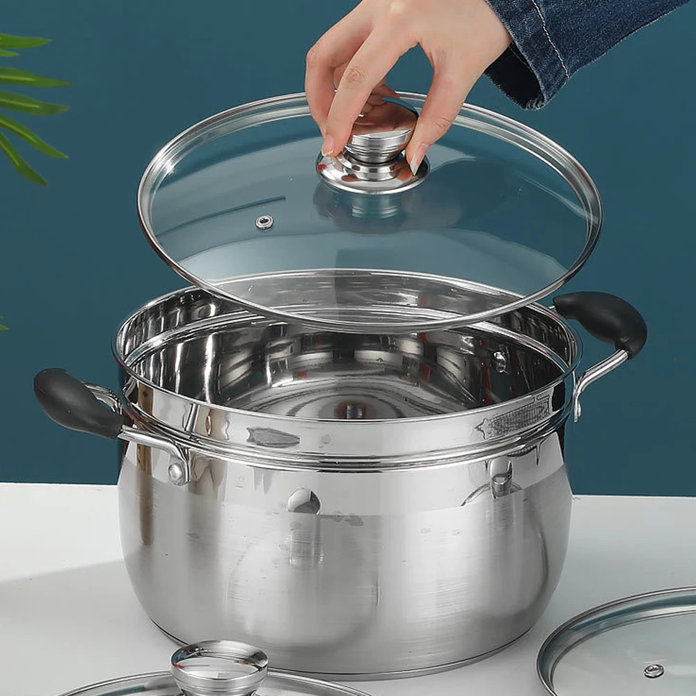 Tempered Glass Pot Lid Stainless steel Rimmed Pan Lid Spill Shatter-Proof Round Chef Glass Cover for Home Cooking Pan