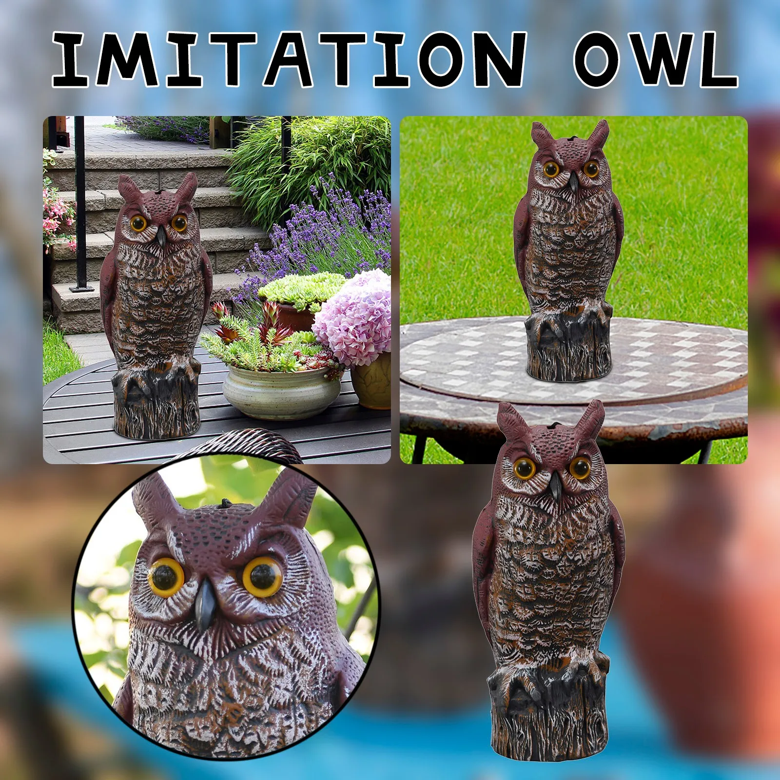 Owl Decoy To Scare Birds Away Scarecrow, Fake Owl Statue For Home Garden Decor Plastic Hunting