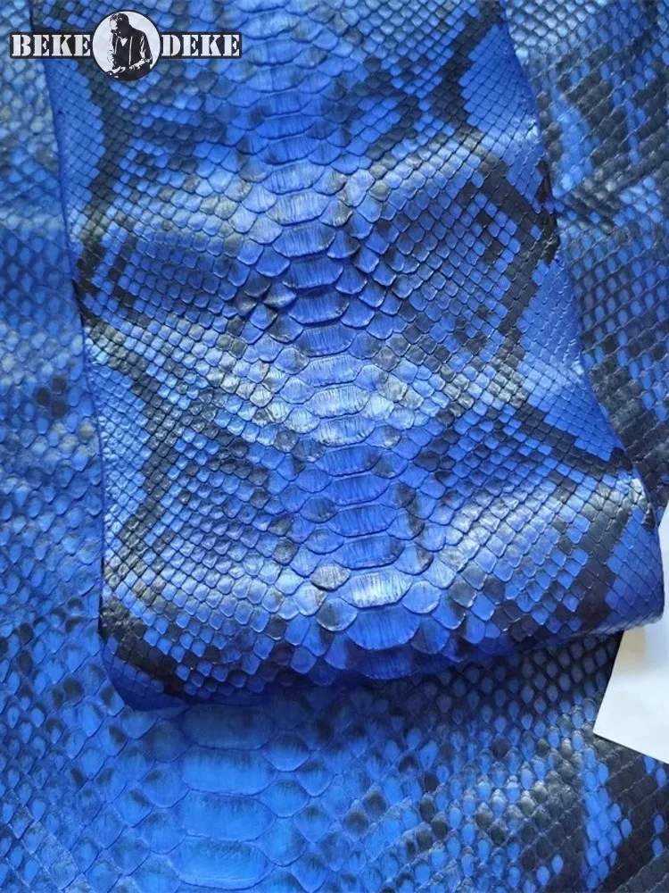 Blue Python Skin Material Genuine Leather Leathercraft Wallet Phone Case DIY Accessories Soft Leather Piece Fabric