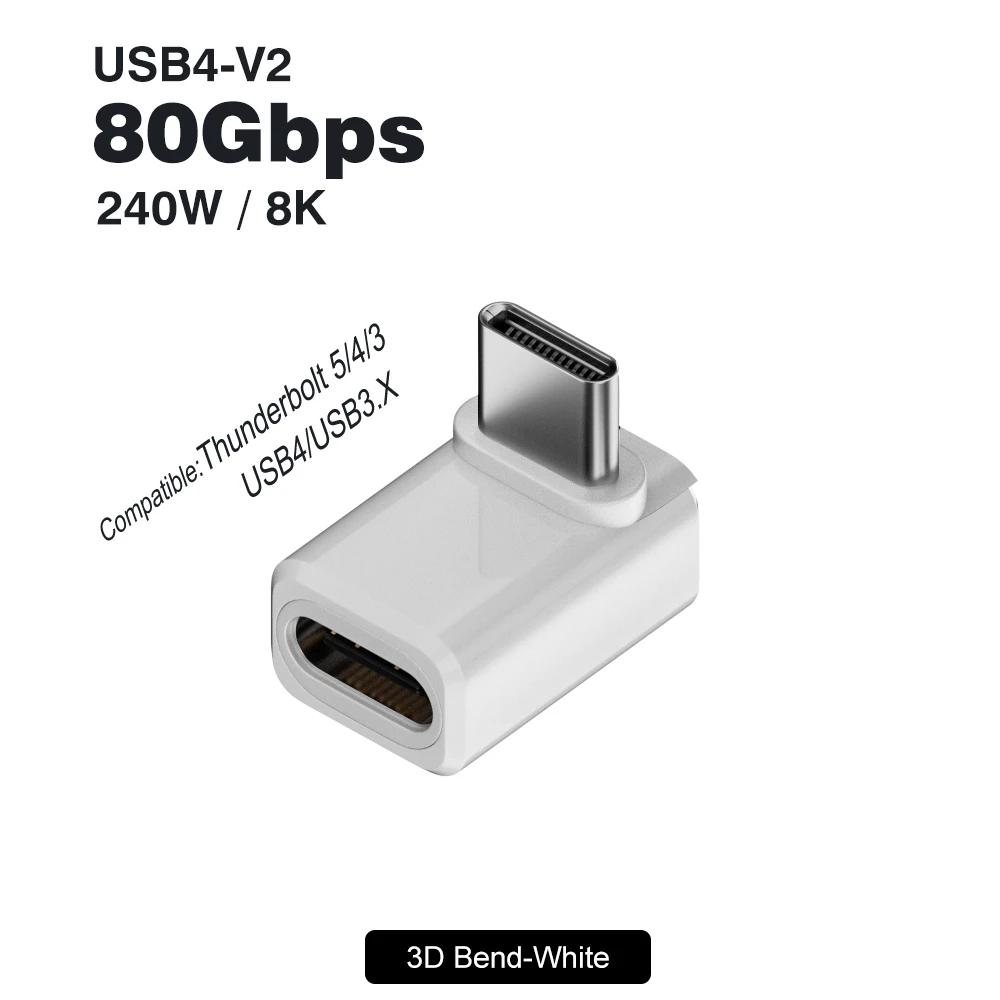 Enhanced Angled USB-C Adapter - 240W Elbow Connector, Ultra-Fast Data Transfer