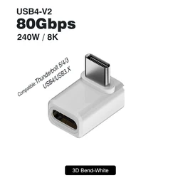 Enhanced Angled USB - C Adapter - 240W Elbow Connector, Ultra - Fast Data Transfer (80Gbps 3D Bend)