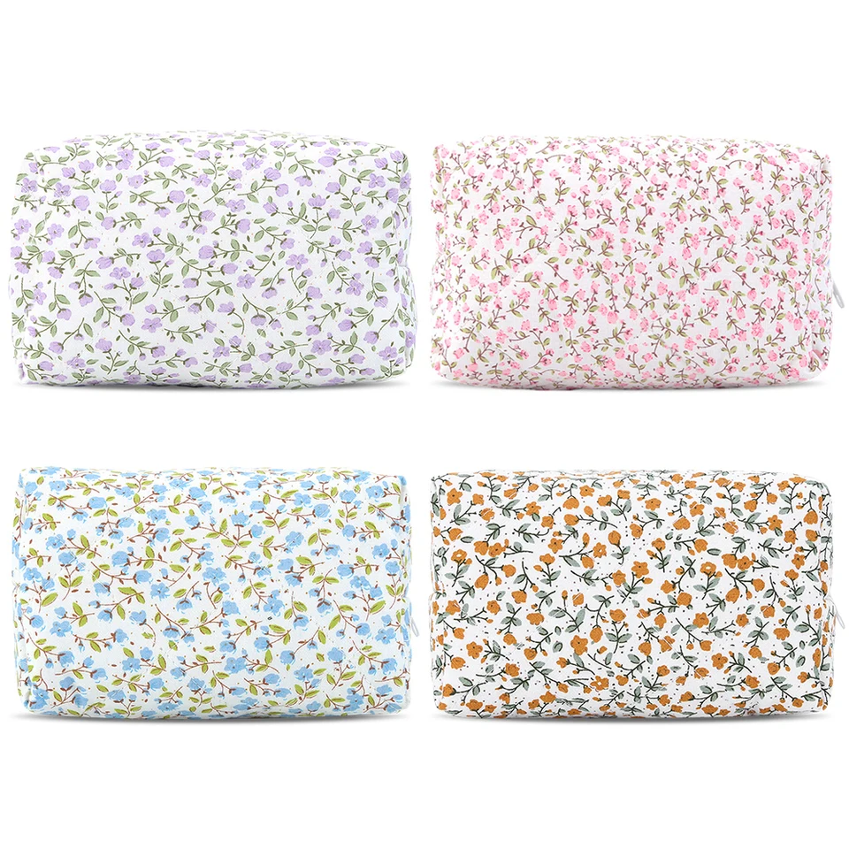 2PCS Quilted Travel Makeup Bags for Women