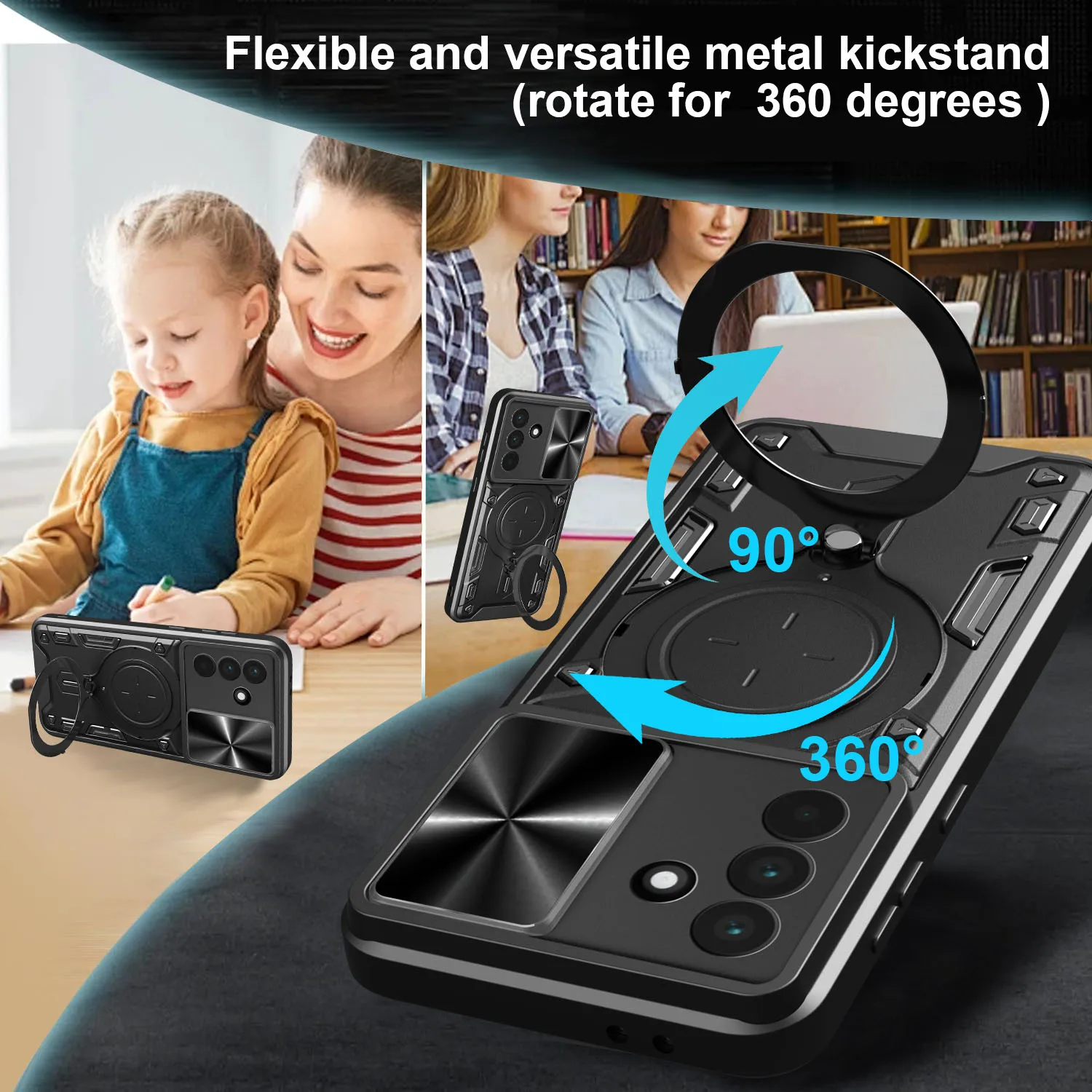 Universal Kickstand Ring Fitted Phone Case with Bag