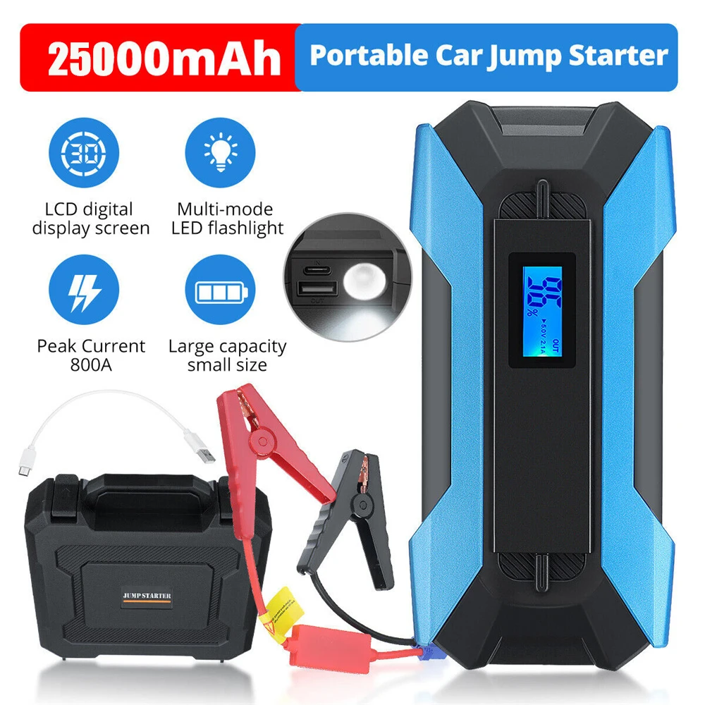 800 Peak Amp Automotive Jump Starter, Portable Power – Triple 15W USB  Ports, 120 PSI Air Compressor