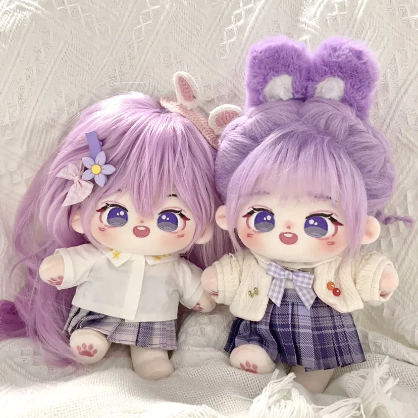 20 センチメートルかわいい紫髪綿人形かわいい裸人形ドレス