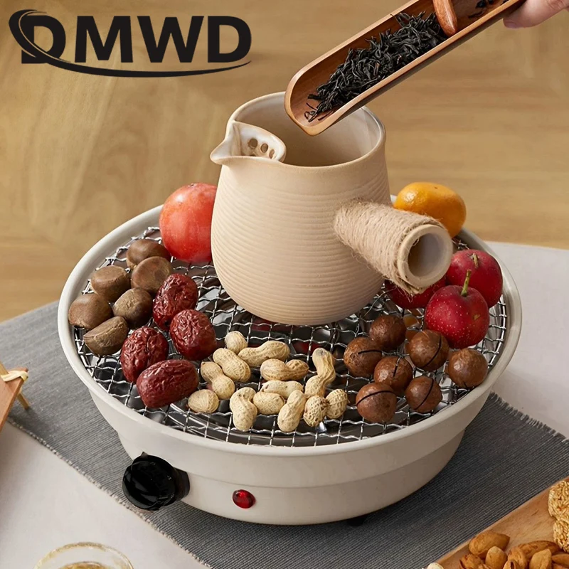 DMWD 220V Electric Heating Furnace Multifunctional Barbecue Type Warmer Boiling Tea Hot Milk Heating Stove BBQ Roasting Heater