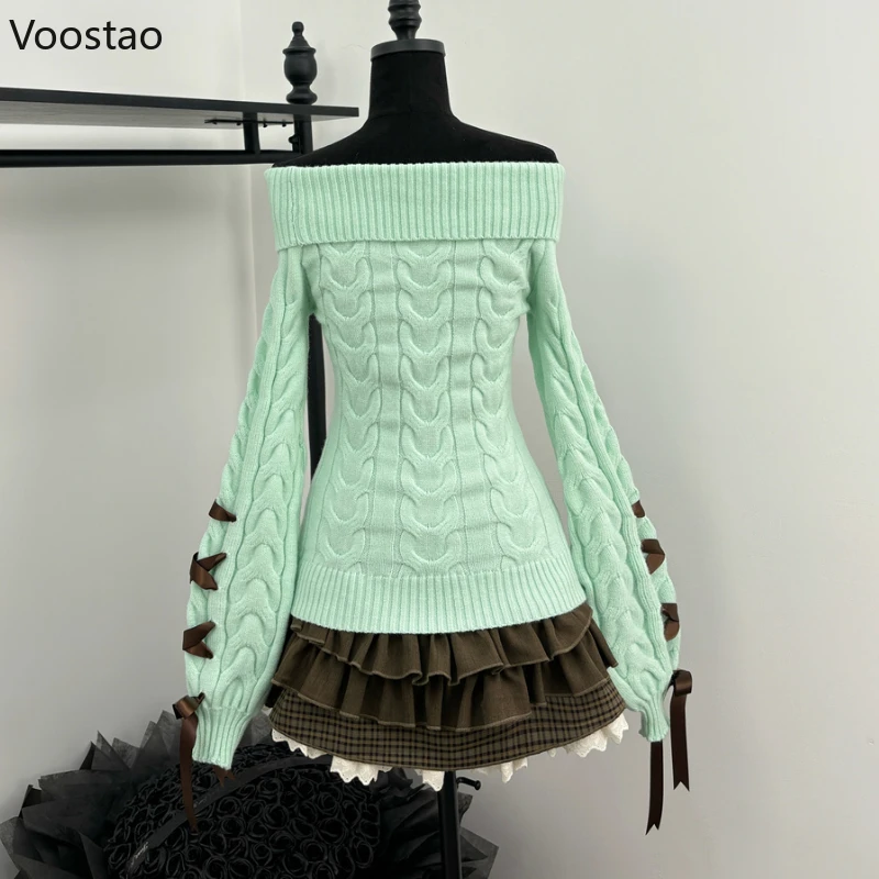 รูปสินค้า ชุดเสื้อผ้าสไตล์หวาน Kawaii Lolita 2 ชิ้น คอถัก กระโปรง Mini Cake