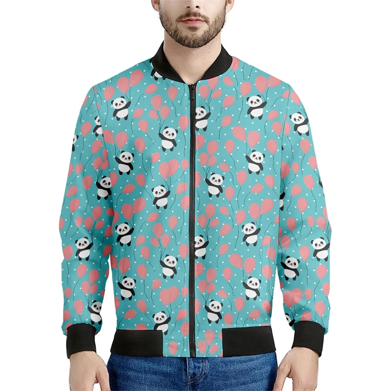 thumbnail image 1 of Chaqueta de vuelo con estampado 3D de panda de dibujos animados kawaii para hombre y mujer, estilo harajuku, hip hop, unisex, estilo callejero, 1 of 5