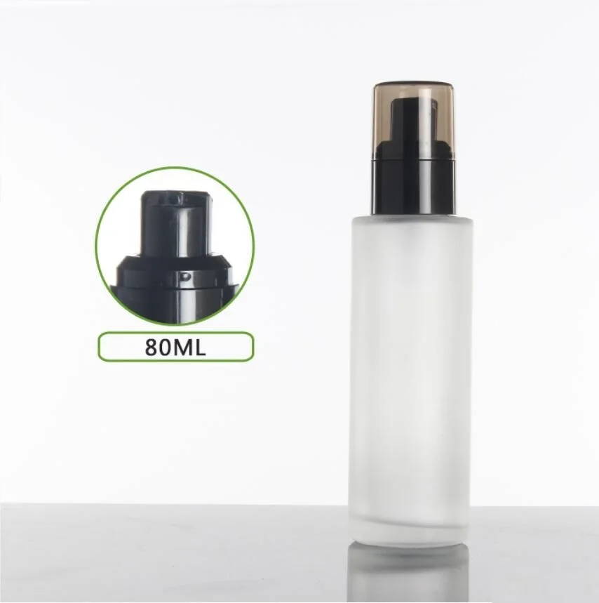 

80ml frosted/green/blue/white glass bottle black press pump lid serum/lotion/emulsion/foundation/gel moisture toner packing
