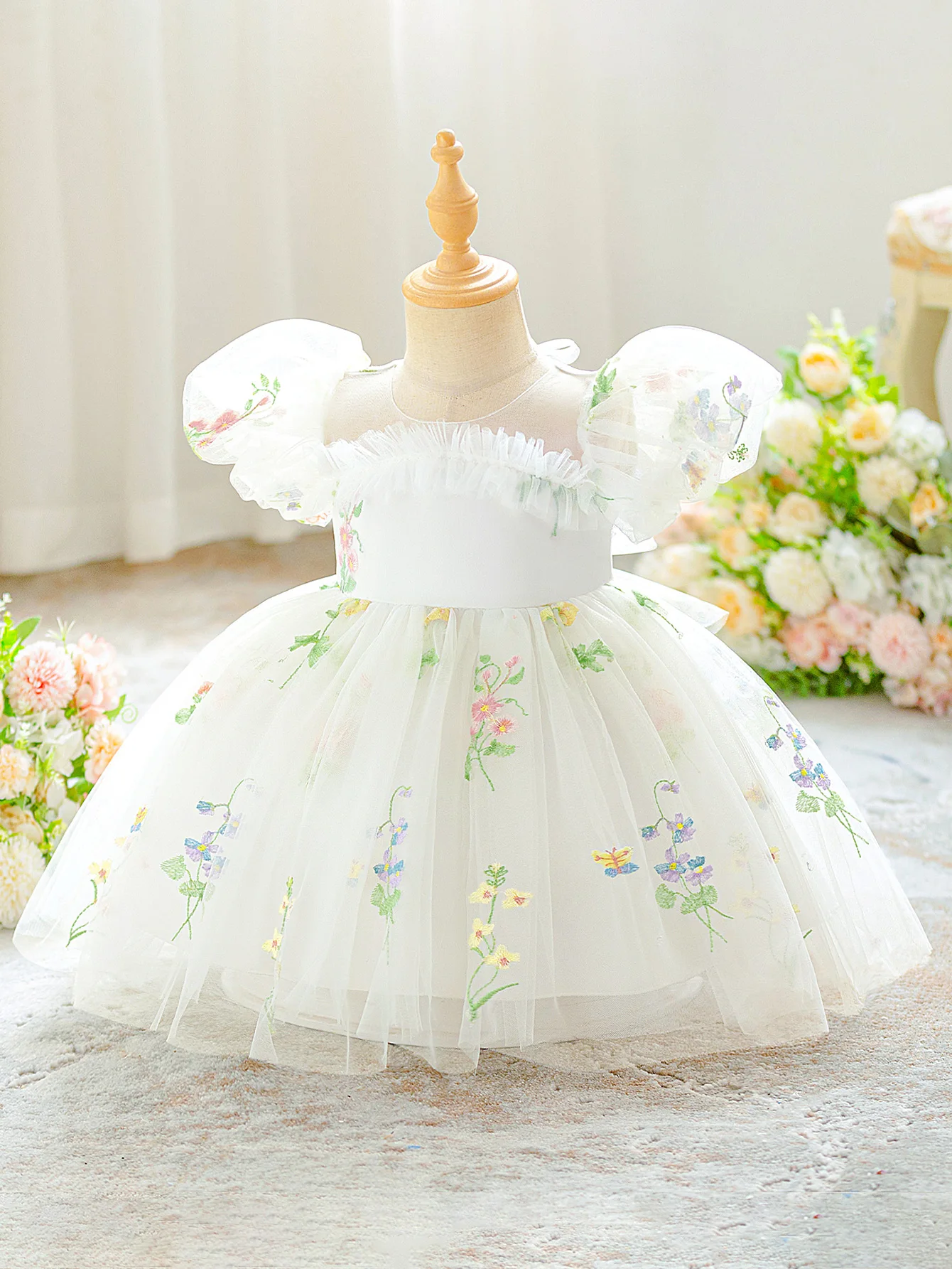 birthday party dresses for infants Toddler Embroidery Flower Baptism Party Baby Girl Dress 1 Yrs Dress Girl